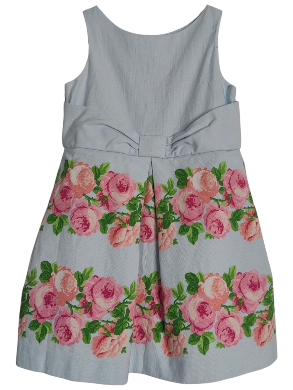Janie and Jack Floral Dress 3 Blue Pink Rose Spring Garden Cotton Twill 3T